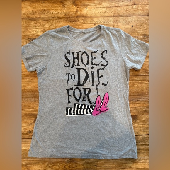 Next Level “Shoes To Die For” Wicked OZ Cotton Gray Tee Shirt Women’s M-L EUC - Picture 2 of 9